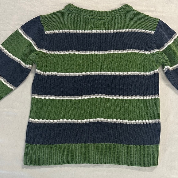 Place - Green and Navy Striped Crewneck Sweater - Picture 3 of 3